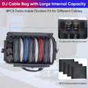 Large DJ Cable File Bag with 8 Detachable Dividers, DJ Bag Padded with Multi-Compartment & Pockets for Music Equipment, DJ Travel Gig Bag Cords Organizer for Musician Instrument
