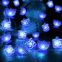 [Timer] 6.5 Ft 20 LED Hanukkah Decorations Menorah Dreidel String Lights, Chanukah Decorations Battery Operated Hanukkah Blue Fairy Lights for Jewish Jews Synagogue Judaism Bedroom Home Party Indoor
