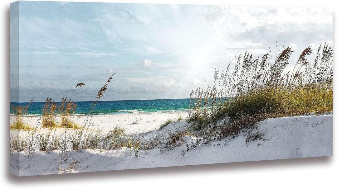 Beach Ocean Decor Wall Art Pictures for Bedroom Living Room Office Beach Wall Decor Ocean Decorations Framed Bathroom Paintings Canvas Wall Art Sunshine Sea Waves Artwork 30"X60"