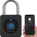 eLinkSmart Fingerprint Gym Locker Lock, Keyless Biometric Padlock, Weatherproof Electronic Digital Bluetooth App Smart Combo Pad Lock for Outdoor Fence Gate School Locker Storage Pool Shed - Black