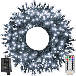 Ollny Christmas Tree Lights 400LED 132FT, Remote Plug-in Christmas Lights with Timer and 8 Modes Waterproof Outdoor String Lights for Thanksgiving Xmas House Indoor Outside Decorations (Cool White)