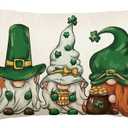 AVOIN St Patricks Day Gnomes Throw Pillow Cover, 12 x 20 Inch Ireland Flag Lucky Clover Shamrock Cushion Case Decoration for Sofa Couch