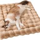 SOMAHE Cat Bed Mat, Soft Plush Faux Fur Kneading Pet Bed, Machine Washable Cat Sleeping Pad for Indoor Cats & Kittens, Non-Slip Fluffy Cat Rug for Couch Sofa Floor, 23x15 Inch Coffee