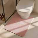 Triohero Toilet Rug, Thin Toilet Rugs U Shaped Washable Non Slip Absorbent Quick Dry Low Pile Toilet Mat, Pink 20"x24" U Shape