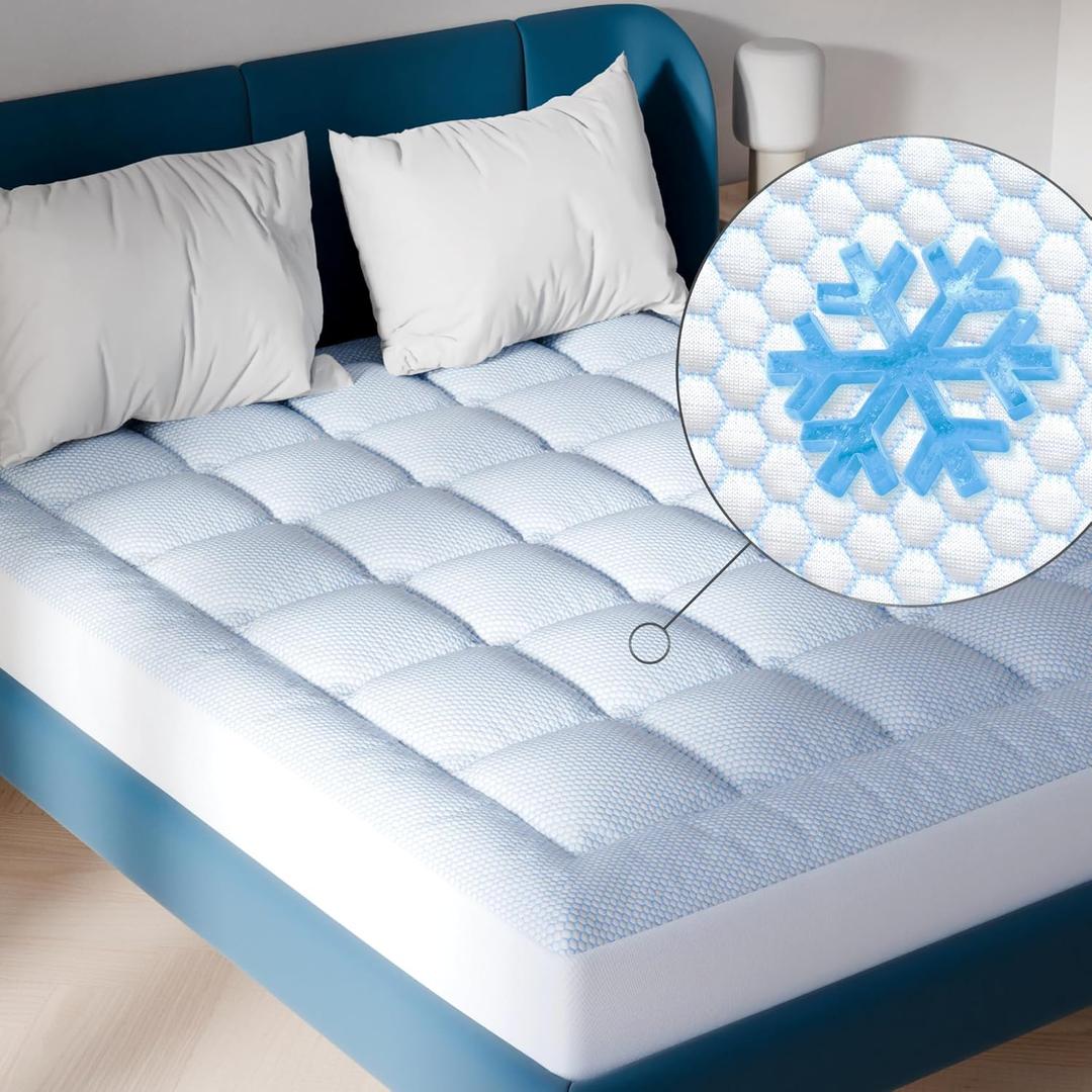 Niagara Cooling Twin Mattress Topper - Pillow Top Mattress Cover Quilted Fitted Cooling Topper for Back Pain Deep Pocket Fits 20 Inches (39x75 Inches) (Twin)