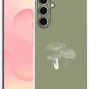 Sage Green Mushroom Case for Samsung Galaxy S25+,Minimalist Aesthetic Plant Pattern, Trendy Soft Bumper TPU Case for Galaxy S25 Plus