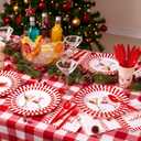 Shellwei 350 Pcs Christmas Party Supplies White Red Striped Paper Plates and Napkins Cups Have Yourself a Merry Little Cocktail Tableware Set for Christmas Carnival Party Decoration, Serves 50