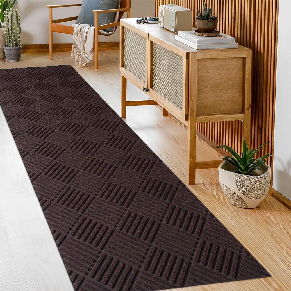 2' x 6' Non Slip Runner Rug for Hallway Indoor Outdoor, TPR Backed Carpet Runner for Entryway, Laundry, Kitchen, Garage, Custom Size Washable Floor Mat for High Traffic Areas