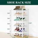 Smiry Small Bamboo Shoe Rack, 5 Tier Free Standing Wooden Shoe Organizer, Stackable Wood Shoe Storage Shelf for Closet, Entryway, 12 Vertical Slats, 2+2+1 Stack Standard Legs, 17.3"x11"x32.5", White