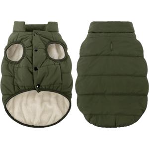 ASENKU Windproof Dog Winter Coat Waterproof Fleece Jacket Cold Weather Pet Apparel for Small Medium Large Dogs (ArmyGreen, XL)