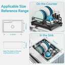 Dish Drying Rack Kitchen - Dish Racks for Kitchen Counter Space-Saving, Dish Drainer with Automatic Drain and Adjustable Spout, Dishwasher Rack with Cutlery Holder, 16.5" D x 11.6" W x 6.6" H (1 Tier - Black)