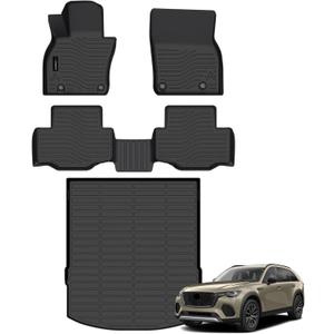 Auxko All Weather Floor Mats Cargo Mat Fit for 2025 Mazda CX-70 & CX70 PHEV TPE Liners Mazda CX70 Accessories All Season Guard Odorless Anti-Slip Floor Mats Trunk Liner