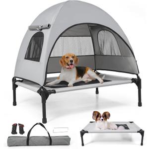 Elevated Outdoor Dog Bed with Canopy  Cooling Camping Tent, Removable Shade, Off-Ground Cot, Small