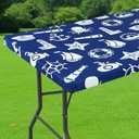 Smiry Spandex Fitted Tablecloth for 6 Foot Rectangle Tables, Washable Picnic Table Cover with Elastic, Stretch Reusable Table Cloth for Outdoor, Camping, Dining & Kitchen (Yacht, 30"x72")