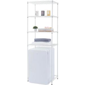 Zvyteay 4 Tier Mini Fridge Shelf Adjustable Height Storage Shelf Metal Storage Rack Mini Fridge and Microwave Stand for Dorm, Kitchen, Office, White, 24"W x 18"D x 73"H