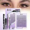B&Q Flora Eyelash Clusters Kit - Velure DIY Lash Extension Kit at Home Beginner-Friendly Natural Lashes, 120pcs 8-18mm Wispy Clusters with 0.3mm Invisible Band & Waterproof, Daily Collection