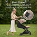 Gromast Lightweight Baby Stroller with Detachable Snack Tray, One-Hand Quick Fold, 15lbs Compact Travel Stroller with Adjustable Backrest, UV-Protective Canopy & Cup Holder - Khaki
