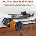 Vinyl Record Player with External Speakers BT 5.3 Wireless Turntable Portable with 3 Speed USB Vintage Wooden White