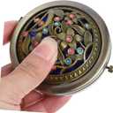 Vintage Mirror Compact Travel Makeup Mirror Cosmetic Pocket Mirror Mini Round Double-sided Folding Cosmetic Makeup Purse Mirror for Travel Mini Round Double-Sided Folding Compact Mirror