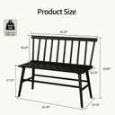 APRTAT Bamboo Entryway Bench, Farmhouse Dining Bench with Spindle Back 3 Person Indoor Bench Chair Wood Windsor Bench Durable Easy Assembly for Foyer Balcony Hallway Living Room (Black)