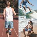 Fasker Mens Swim Trunks with Compression Liner 7" Inseam Quick Dry Bathing Suit Beach Shorts Swimming Trunks with Pockets (Blue, L)