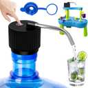 Camping Water Dispenser for 5 Gallon Bottle,Portable USB Charging Electric Water Bottle Pump,Universal Micro Drinking Water Jug Pump,3-5 Gallon Automatic Water Dispenser with Silicone Cap (Black)