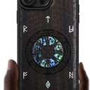 Carveit Magnetic Case for iPhone 16 Pro Max Case, Wood Artisan Engraved & Handmade Shell Inlaid, TPU Shockproof Cover, Compatible with MagSafe Wireless Chargers (Viking) Blackwood