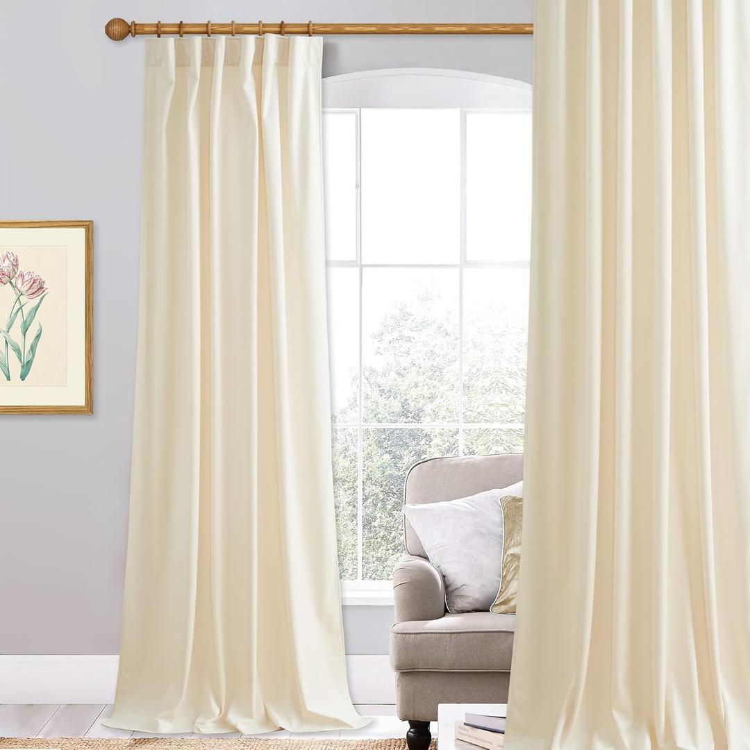 StangH Velvet Curtains 96 inches Long - Ivory White Room Darkening Privacy Protect Velour Drapes for Living Room, Luxury Wedding Decoration Backdrops, W52 x L96 inches, 1 Panel (52"W x 96"L (Pack of 1))