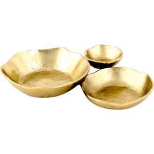 Cruisers Cach | 10" Cluster of 3 Small Serving Bowls. Rustic Gold Finish, Hand-Crafted, Artisan Made