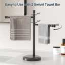 16 Inch Oil Rubbed Bronze Stand Towel Bar Free Standing Hand Towel Holder for Bathroom, 2 Swivel Arms Towel Rack Towel Ring Hardware Accessories for Kitchen Vanity Countertop Stainless Steel