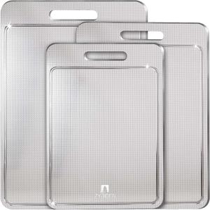 3Pcs 100% Pure Titanium Cutting Board with Groove, Scratch Resistant Chopping Board with Non-slip Pad for Kitchen, Titanium Cutting Boards for Vegetables and Meat, Dishwasher safe