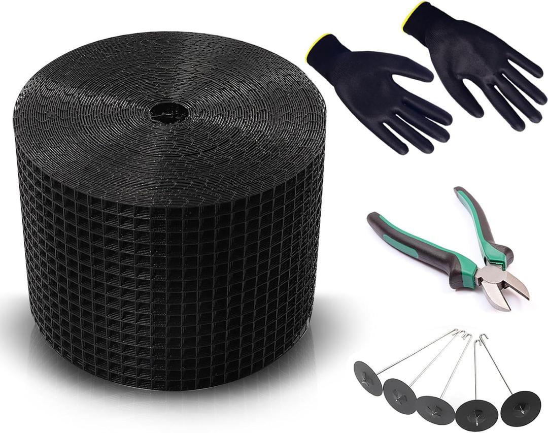 Solar Panel Bird Guard,8in x100ft Critter Guard for Solar Panels with 80pcs Fastener Clips,PVC Coated Critter Guard with Gloves and Pliers,1/2in Pigeon Solar Panel Mesh for Bird Proofing