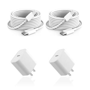 10ft USB C Charger for Apple iPad, iPhone 17 16 15, AirPods 4, 20w Type C Blcok 10ft Long USB C to C Cable Cord White, for iPad USB Type-C Charger Fast Charging