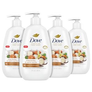 Dove Advanced Care Hand Wash Shea Butter & Warm Vanilla 4 Count for Soft, Smooth Skin, More Moisturizers than the Leading Ordinary Hand Soap, 12 oz Dove Advanced Care Hand Wash Shea Butter & Warm Vanilla 4 Count for Soft, Smooth Skin, More Moisturizers than the Leading Ordinary Hand Soap, 12 oz