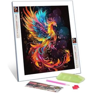 Tucocoo Diamond Painting Kits for Adults, Pink Phoenix Full Drill Round Diamond Cross Stitch Statue of Buddha Flower Diamond Painting by Number Kits Rhinestone Embroidery Arts Craft 12x16 inch