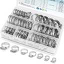 TICONN 60PCS Hose Clamp Set - 1/4''1-1/2'' 304 Stainless Steel Worm Gear Hose Clamps for Pipe, Intercooler, Plumbing, Tube and Fuel Line