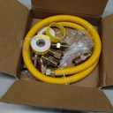 PLUMBINGMASTER 48" Flexible yellow Coated Corrugated line kit for Dryer Stove Range, Flexible Stainless Steel Gas Dryer Kit - 5/ 8" OD(1/ 2" ID) Dryer Gas Line with total 6 Connectors—— 3/ 4" MIP & 1/ 2"