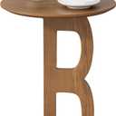 Aoligrace Small Pedestal Side Table, Decorative End Table with Letter B Leg, Wood Accent Drink Table for Couch, Living Room, Walnut Bed Side Tables for Bedroom, Corner, Small Spaces