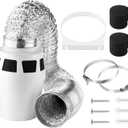 [Upgraded]AMI PARTS 3 IN 1 Indoor Dryer Vent Kit Include Dryer Vent Bucket and Dryer Hose with 4-Inch by 5-Feet Proflex Duct for Electric Dryer