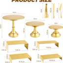 Gold Dessert Table Display Set, Metal Round Cake Pedestal Stands, Cupcake Fruit Candy Donut Risers Stands with Tong, Cake Knife and Server Set for Wedding, Birthday,Baby Shower, Party (7 Pack)
