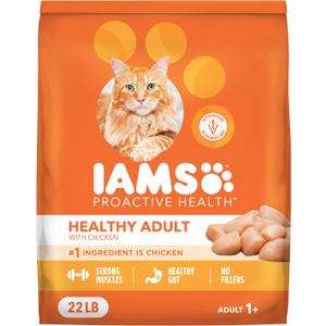 IAMS Proactive Health Dry Cat Food, Healthy Cat Food Dry Recipe for Adults, with Chicken 22 lb. Bag (EXP 10/13/27)