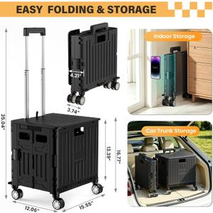 SUNALLY Folding Utility Cart Portable Rolling Crate Handcart Shopping Trolley 344