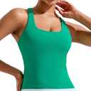 RUNNING GIRL Tank Tops with Built in Bras, Racerback Activewear Yoga Workout Tops for Women (Large, Green)