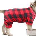 Dog Pajamas Large Sized Dog Buffalo Plaid Christmas Pajamas Soft Flannel Pet Clothes Warm and Cozy Pjs for Dogs(XL)