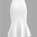 GORGLITTER Women's Ruched Fishtail Maxi Long Skirts Fall Trendy Cute Business Casual High Waisted Work Festival Skirts (White, S)