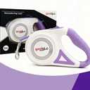 16ft Retractable Dog Leash with LED Light, Nylon Tape Lead for Medium Dogs Up to 60lbs, One-Hand Brake (Purple)