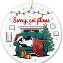 3 x Penguin Christmas Ornament 2025 - Cute Penguin Gifts for Boys Girls, Funny Penguins Lover Gifts for Men Women Animal Lovers, Sorry I Got Plans, Ceramic Ornament for Christmas Tree