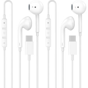 [Apple MFi Certified] USB C Headphones for iPhone 17 16 15, 2 Pack Wired Headphones USB C with Built-in Remote to Control Music, Phone Calls, and Volume for iPhone 17 16 15 Pro Max, Galaxy, Pixel
