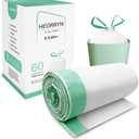 8 Gallon Drawstring Trash Bags-0.79 Mil Ultra Strong Medium Trash Can Liners for Kitchen/Office, Unscented White Garbage Bags, 60 Count