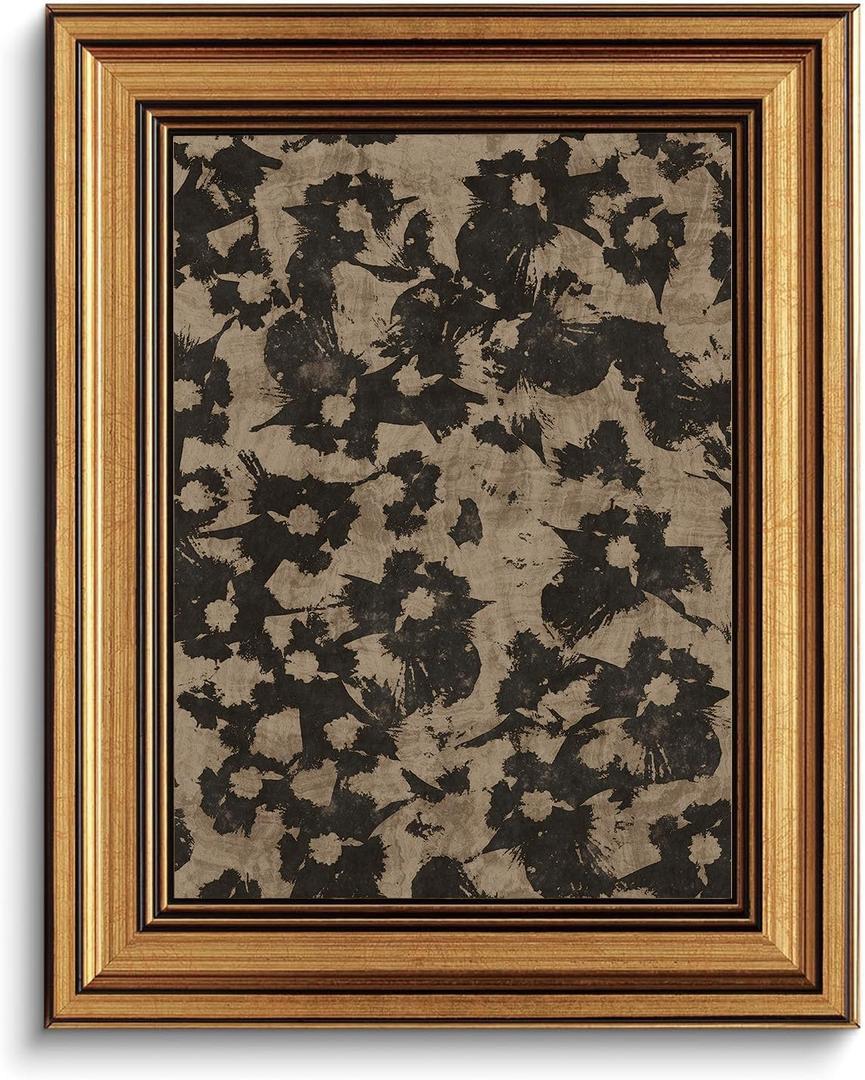 Gold Framed Wall Art Vintage Canvas Wall Art Crushed Flower Minimalist Floral Pattern Botanical Artwork Prints Picture for Living Room Bedroom Farmhouse Bathroom Office Decor, 12x16